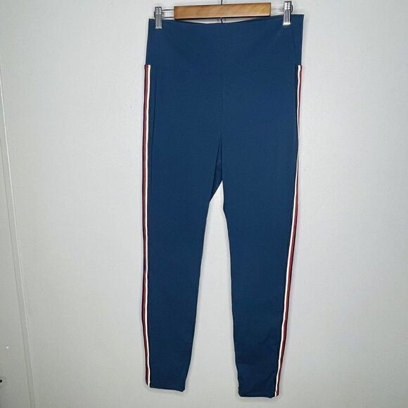 Zyia Active High Rise Activewear Leggings M NWOT Navy white red stripe - Picture 5 of 6